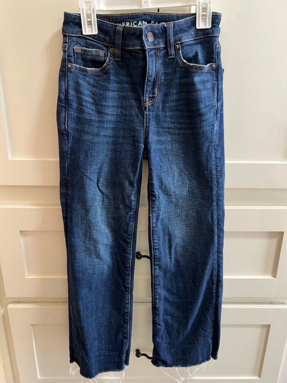 American Eagle Outfitters Dark Blue Kick Boot Crop Jeans
